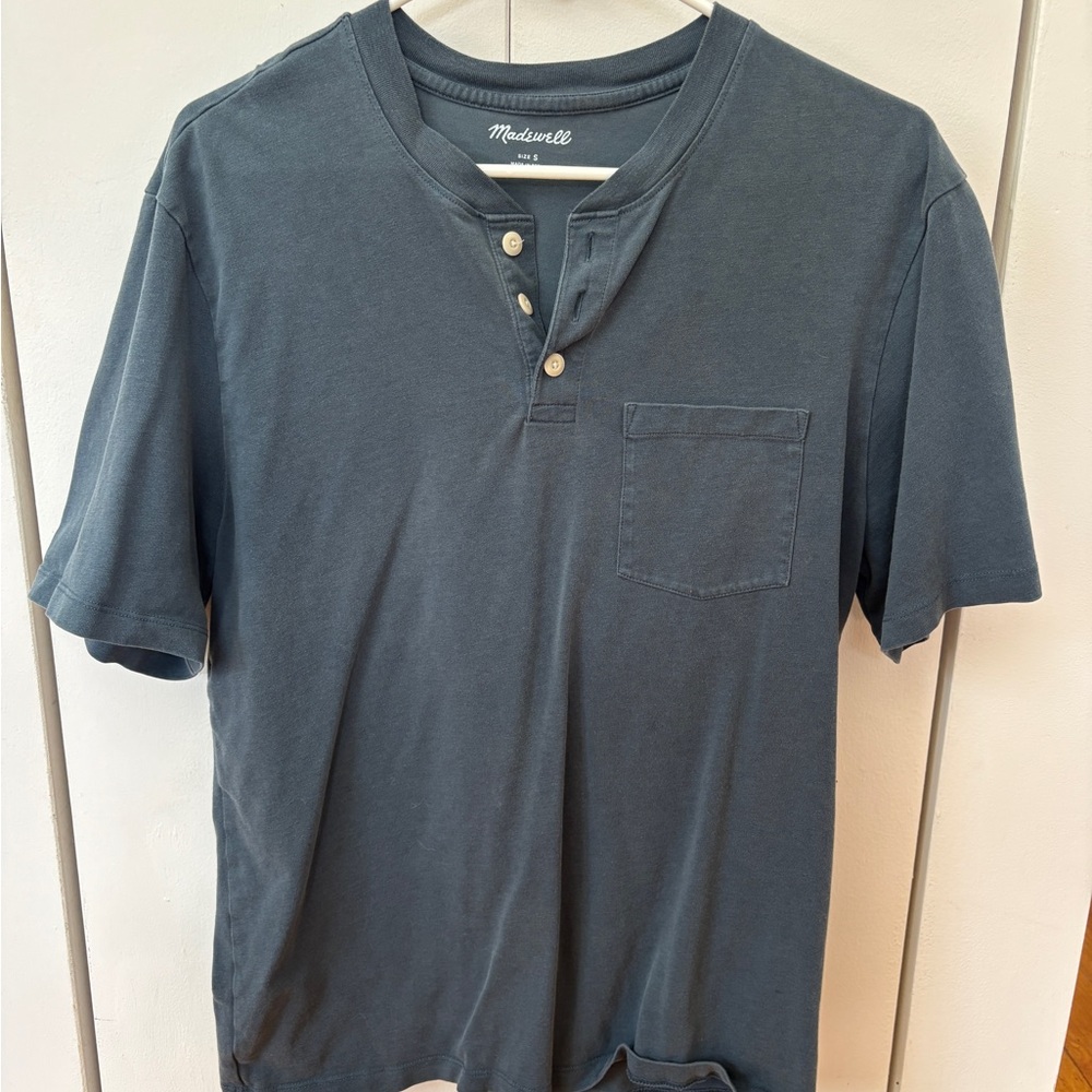 Madewell Men's Blue Henley Shirt